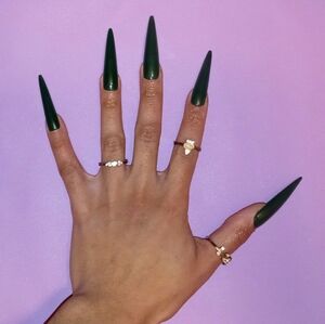 10pcs 3XL Stiletto Dark Green Press On Nails